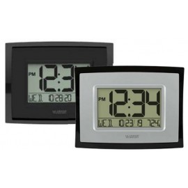 La Crosse Digital Wall Clock w/Indoor Temperature (Black) Custom Imprinted