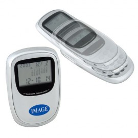 Branded Metal Face Chrome Fame World Time Clock with Calculator / Calendar