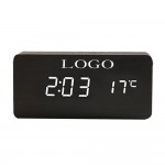 USB Wooden LED Display Alarm Clock Logo Printed