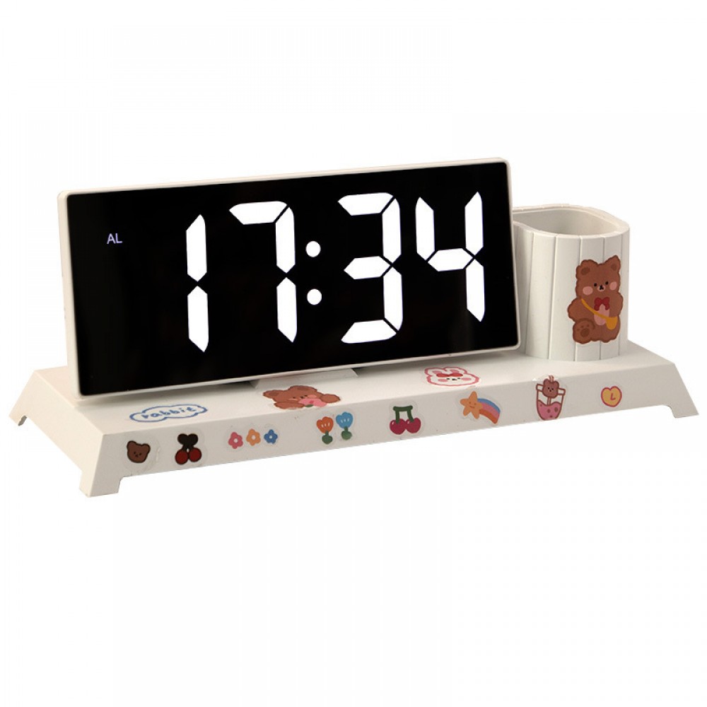 Custom Imprinted Desk Organizer Clock w/Pen Holder