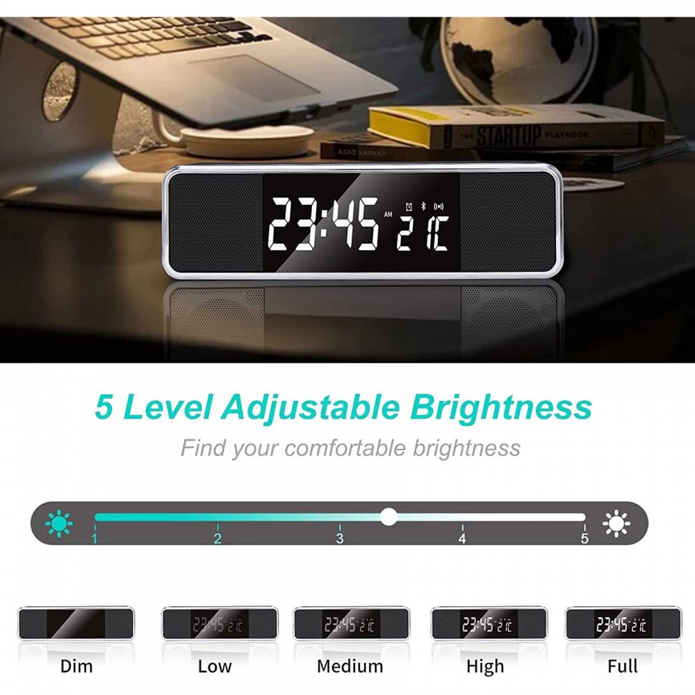 Logo Printed Wireless Charging Clock With Bluetooth Speaker Logo Printed Wireless Charging Clock With Bluetooth Speaker