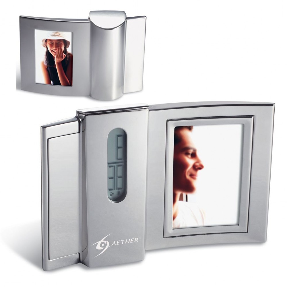 Branded Curve Double-sided Photo Frame Digital Clock