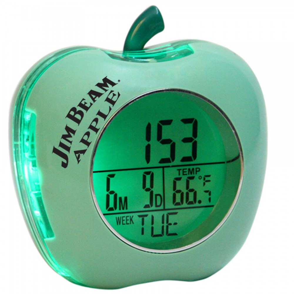 Apple Shaped Talking Alarm Clock (Green) Logo Printed