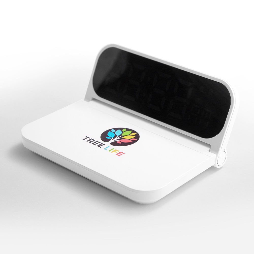 Branded Wireless Charging Digital Clock with Adjustable Screen