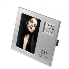 Dual Position Photo Frame & Clock Branded
