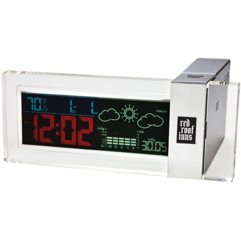 Logo Printed Desktop Clock Weather Forecast Station