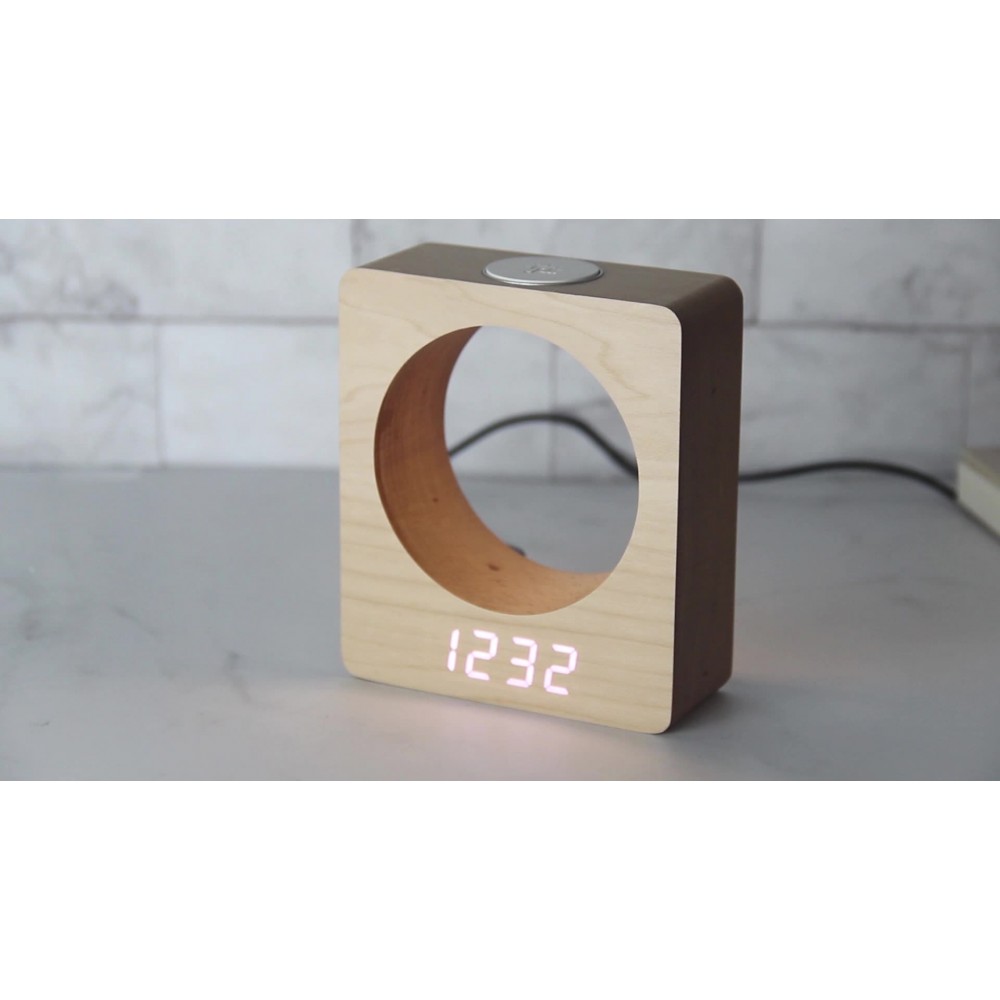 Logo Printed Solid Wood Digital Alarm Clock Bamboo Desk Time Display Desk Clock Wood LED Clocks