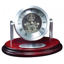Logo Printed Rosewood Quartz Clock 7"W x 5"H
