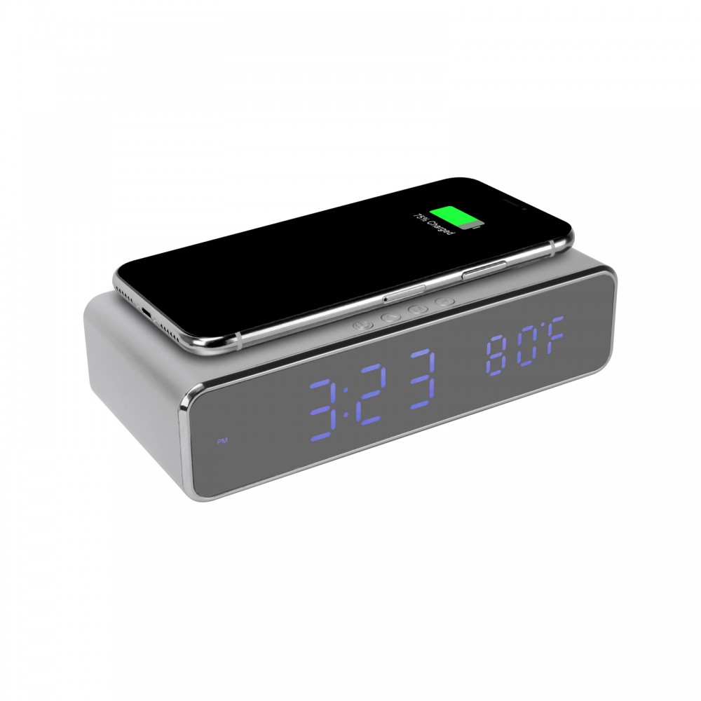 Fast Wireless Charger with Clock and Thermostat Logo Printed Fast Wireless Charger with Clock and Thermostat Logo Printed