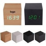 Wood Alarm Digital Clock Logo Printed