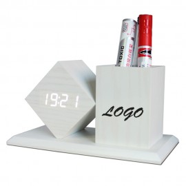 Branded Wooden Led Pen Holder Alarm Clock  Branded Wooden Led Pen Holder Alarm Clock