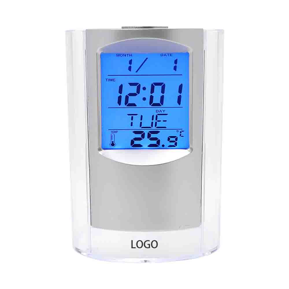 Desktop Alarm Clock Pen Holder Logo Printed