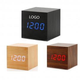 Wood Alarm Clock With Digital Light Custom Imprinted