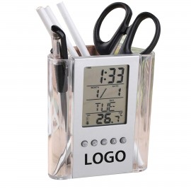 Branded Multi-Functional Clock Pencil Holder