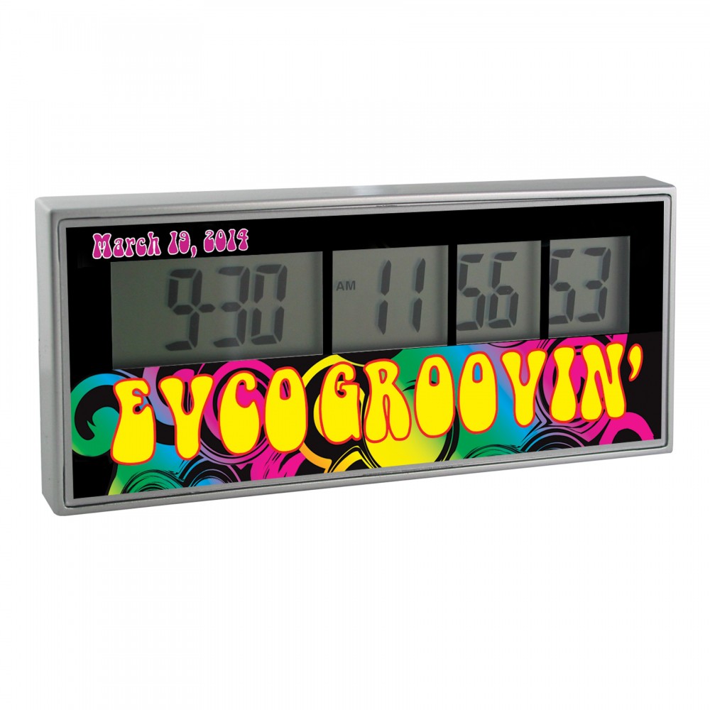 Clock - Silver Countdown Clock with 4 Color Process Branded Clock - Silver Countdown Clock with 4 Color Process Branded