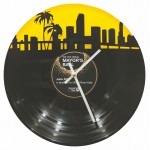 Branded Recycled Vinyl Record Custom Cut LP Wall Clock - 2 Layer