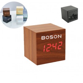 Wood Brownen Digital Alarm Clock Logo Printed  Wood Brownen Digital Alarm Clock Logo Printed