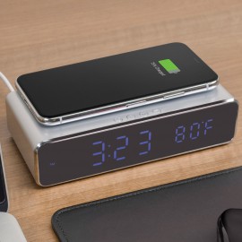 Qi Charging Alarm Clock with Thermostat Branded  Qi Charging Alarm Clock with Thermostat Branded