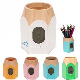 Creative Pen Holder w/ Alarm Clock Custom Imprinted  Creative Pen Holder w/ Alarm Clock Custom Imprinted