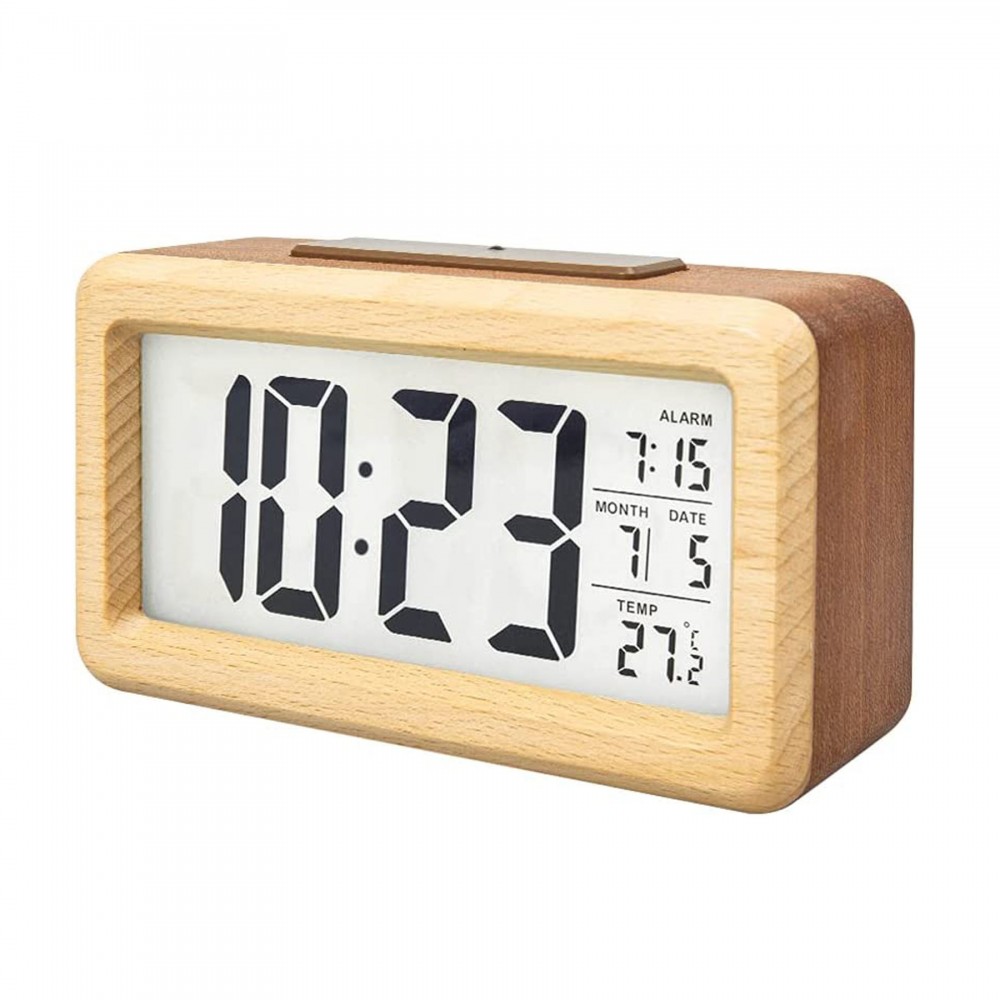 Branded Wooden LCD Digital Alarm Clock