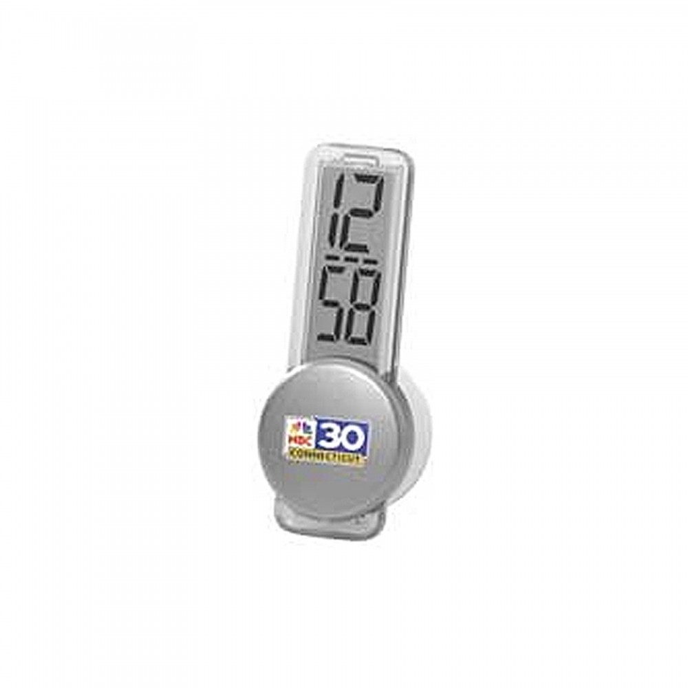 CLEAR LCD Clock w/Suction Cup Logo Printed