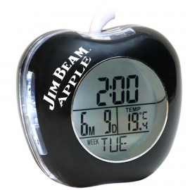 Logo Printed Apple Shaped Talking Alarm Clock Black)