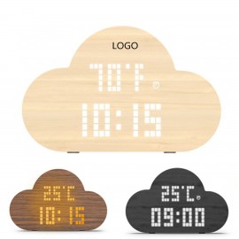 Branded Cloud Shaped LED Digital Wooden Alarm Clock