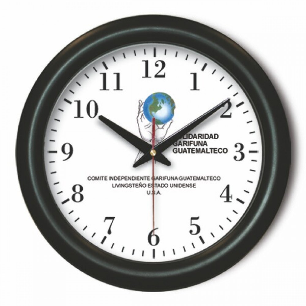 12" Plastic Analog Wall Clock with Hour/ Minute & Second Hands Custom Imprinted