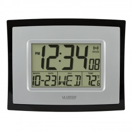 Custom Imprinted La Crosse Digital Wall Clock w/Indoor Temperature (Silver)