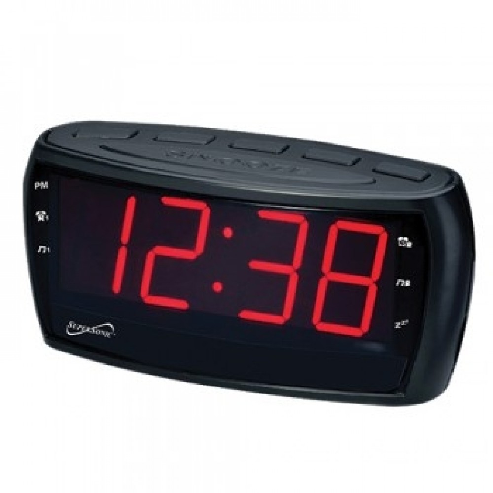 Custom Imprinted SuperSonic Digital AM/FM Alarm Clock Radio, Jumbo LCD & Aux Input