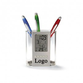 Multifunctional Clock Pen Box Logo Printed