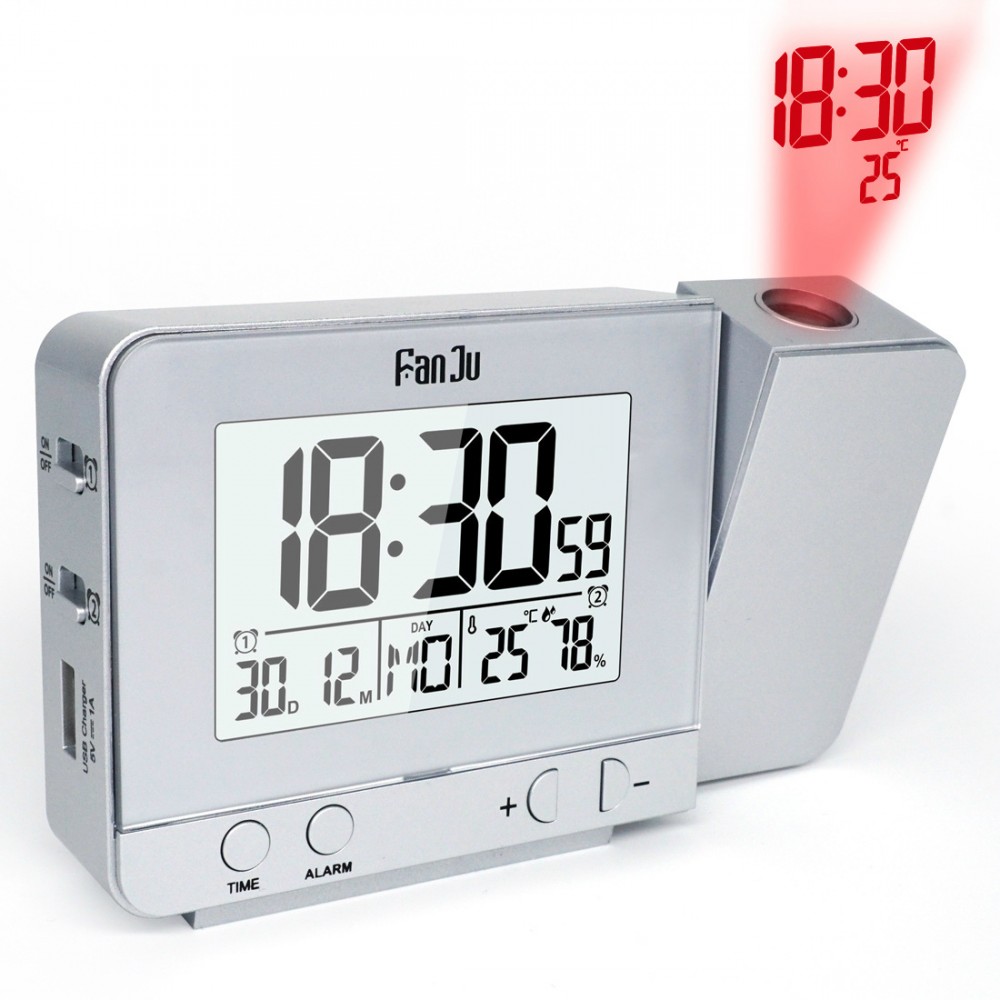 Logo Printed Projection Alarm Clock With Weather Station