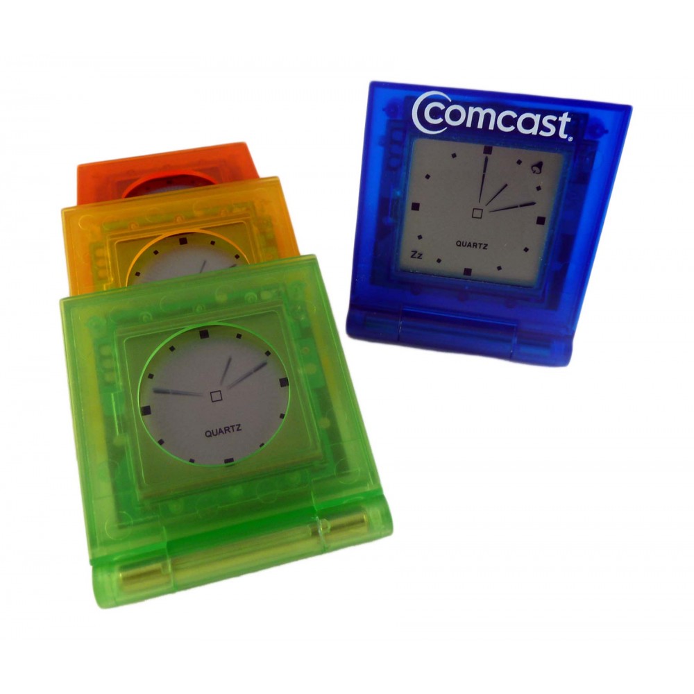 Branded Translucent LCA Folding Alarm Clock W/ Snooze & PM Indication (2 1/2"x2") Branded Translucent LCA Folding Alarm Clock W/ Snooze & PM Indication (2 1/2"x2")
