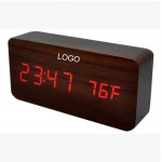 USB Wooden Led Display Alarm Clock Logo Printed