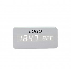 Custom Imprinted Wireless Charging Pad Alarm Clock with Wooden Design
