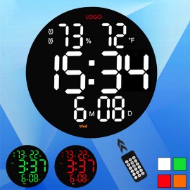 Logo Printed Wall Digital Clock w/ Week and Calendar  Logo Printed Wall Digital Clock w/ Week and Calendar