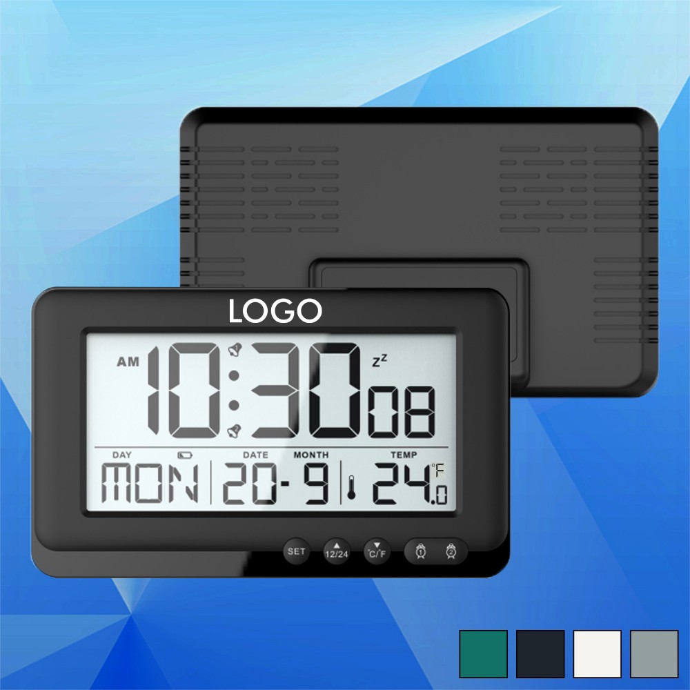 Logo Printed Digital Alarm Clock w/ Temperature and Screen Light