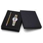 Sporty Design Bracelet Watch Set with Polished Aluminum Pen Branded