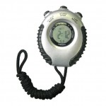 Logo Printed Silver Timer with Stopwatch and Neck Strap
