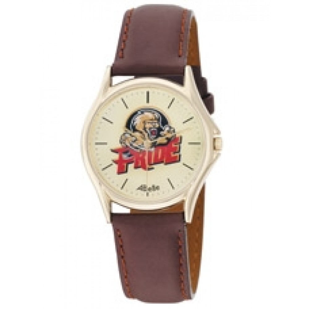 ABelle Promotional Time Neptune Men's Watch w/ Smooth Leather Strap Logo Printed