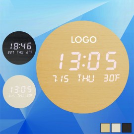 Custom Imprinted Wood Wall Digital Clock w/ Week and Calendar  Custom Imprinted Wood Wall Digital Clock w/ Week and Calendar