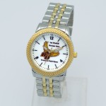 Branded Classic 2-Tone Men's Bracelet Watch w/ Mesh Texture Bezel & Japan Quartz Movement