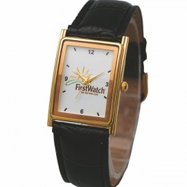 Unisex Watch with polished gold metal case, Japanese quartz movement & designer leatherette bands. Logo Printed  Unisex Watch with polished gold metal case, Japanese quartz movement & designer leatherette bands. Logo Printed