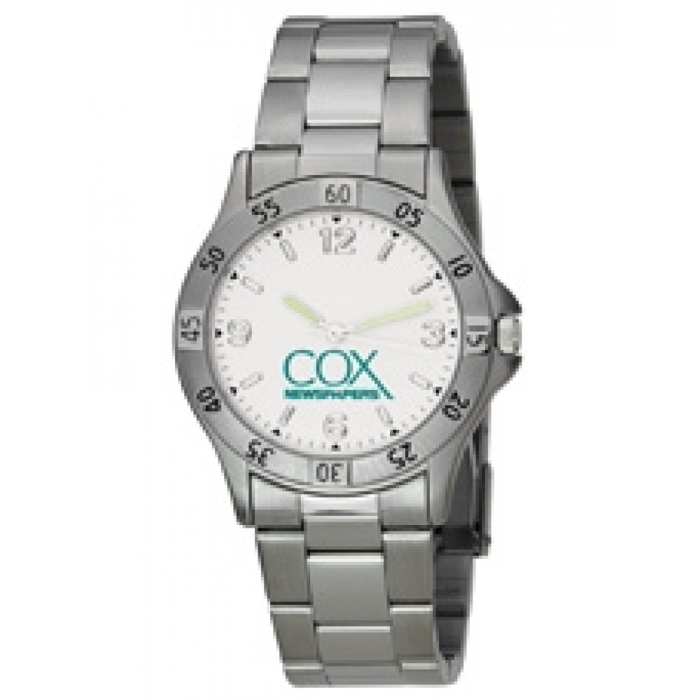 ABelle Promotional Time Contender Men's Silver Tone Watch Logo Printed