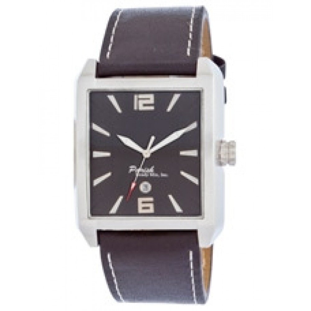 Men's Raider Watch with Silvertone Alloy Case & Leather Strap Custom Imprinted Men's Raider Watch with Silvertone Alloy Case & Leather Strap Custom Imprinted