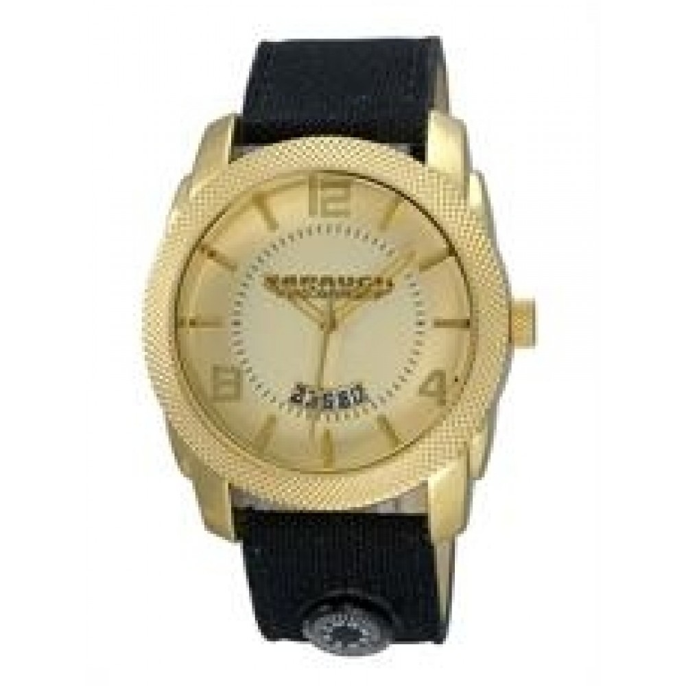 Custom Imprinted ABelle Promotional Time Maverick Men's Gold Watch w/ Canvas Strap