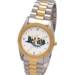 Designer Bracelet Watch with Gold Tone Brass Ring, Stainless Steel Bracelet Band with buckle closure Custom Imprinted