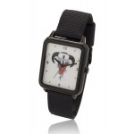 Big Dial Black Rectangle Watch with Fashion Nylon & Leather Straps, Japan quartz movement. Branded