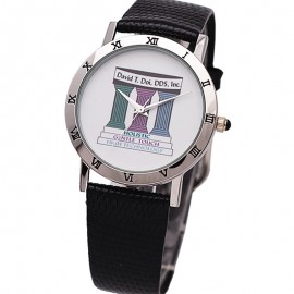 Elite Dress Watch with silver bezel decorated with Roman numbers,genuine leather band,Japan movement Branded