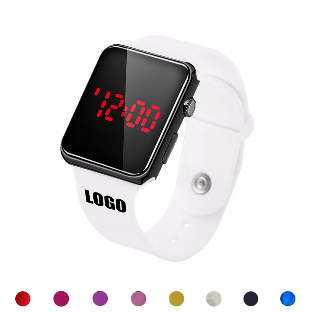 Branded Sports Watch With White Band